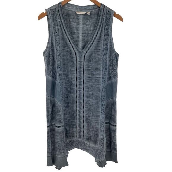 Soft Surroundings Ocean Fade Tunic Top Sleeveless Slate Blue Women Medium 29195 - Picture 1 of 8